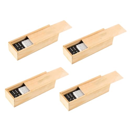 BESTonZON 4 Sätze Teiliges Holz Domino Spielset mit Aufbewahrungsbox Leichtes Geruchloses Familienspiel Hand Auge koordination und Kreativität Geeignet für Drinnen und Draußen von BESTonZON