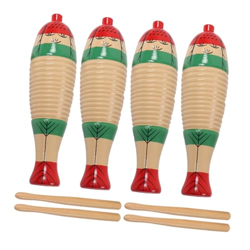 BESTonZON 4 Sätze Teiliges Holz Guiro Percussion Instrument Musikinstrument Holzfisch mit Klarem Klang und Robustem Design für Kleinkinder Musizieren BESTonZON 4 Sätze Teiliges Holz Guiro Percussion Instrument Musikinstrument Holzfisch mit Klarem Klang und Robustem Design für Kleinkinder Musizieren von BESTonZON