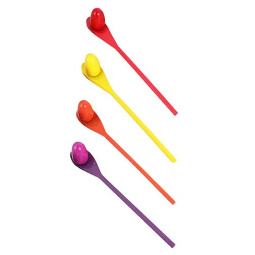 BESTonZON 4 Satz Teiliges Holz Löffel Staffelspiel für Outdoor Lawn Games Balancespiel mit Bunten Bällen Geeignet für Geburtstagsfeiern und Familienaktivitäten von BESTonZON