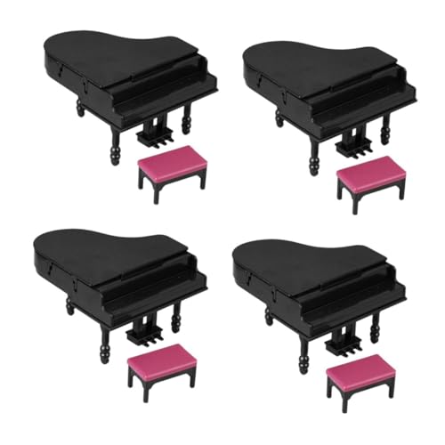 BESTonZON 4 Set Miniatur Dollhouse Grand Piano Mini -Klavierhockerspielzeug Mini -Klaviermodellmodell Miniaturpuppenhaus Dekoration Zubehör Miniatur Klavierhocker Musik Score Doll House von BESTonZON