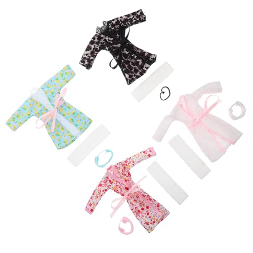 BESTonZON Puppen-ankleideset 4 Sets Mit Bademänteln Für Mini-Puppen Nachtwäsche Handtuch Und Stirnband Zubehörset von BESTonZON
