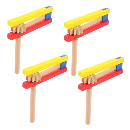BESTonZON 4 Stck Teiliges Holz Kastagnetten mit Langem Griff Robustes Percussion Instrument für Pädagogisches Musikspielzeug Ab Jahren Klarer Klang Fördert Musikalisches Interesse und von BESTonZON