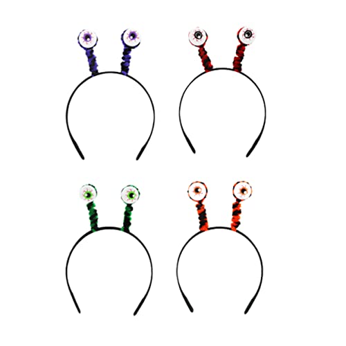 BESTonZON 4 Stück Augapfel-haar-accessoires Stirnbänder Halloween-korbfüller Halloween-spinnennetz Augapfel-halloween-lichter Halloween-mäuseohren-schleifen-stirnband Gesicht Maske Plastik von BESTonZON