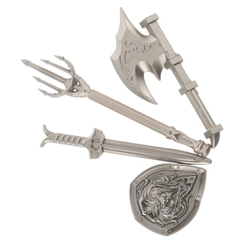 BESTonZON 4 Stück Bausteinzubehör Plastikschwerter für mittelalterliche Partygeschenke Actionfiguren für Jungen Armeespielzeug für Jungen Fechtschwert-Requisite Schwertkostüm Silber von BESTonZON