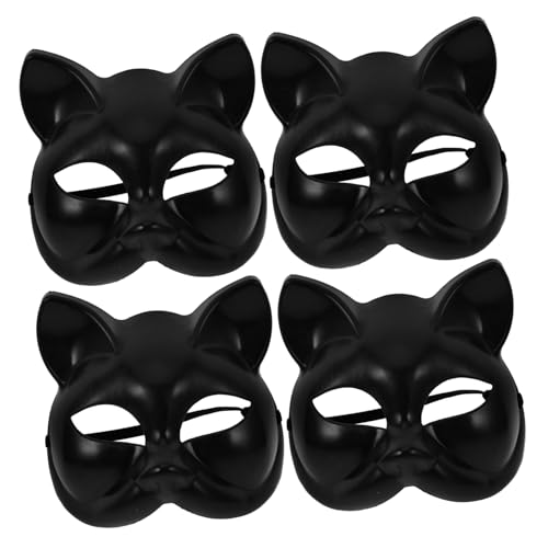 BESTonZON 4 Stück Diy Unbemalte Masken für Kreative Projekte Katzen Fuchs und Wolf Masken für Kostümparty Halloween und Theateraufführungen zum Bemalen und Gestalten von BESTonZON