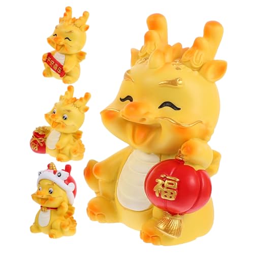 BESTonZON 4 Stück Drachenstatuen für den Haushalt Drachensterne Kreatives Drachenhandwerk Kuscheltier Drache raumdeko schöafzimmerdeko kleine Drachenfiguren Mini-Drachenstatuen aus Kunstharz von BESTonZON