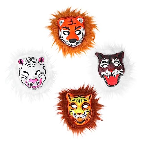 BESTonZON 4 Stück EVA Plüsch Tier maske Tiger maske lustige Tiermaske Halloween-Partymasken Tierkopfmaske für halloween party halloween masken Unisex-Tigermaske Tigermaske für Cosplay von BESTonZON