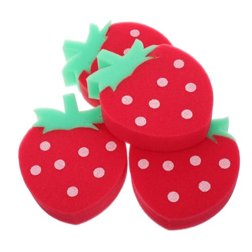 BESTonZON 4 Stück Erdbeer-schwammpinsel Erdbeer-speiseschwämme Obst-spülschwamm Körperwaschschwamm Süßer Duschschwamm Badeschwamm Für Kleinkinder Schwammbürste Bad Luffa Dusche Luffa Rot von BESTonZON