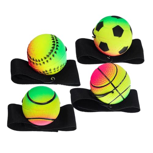 BESTonZON 4 Stück Fluoreszierender Hüpfball Handgelenk Kinderspielzeug Sport Erwachsene Armbandbälle Rückprallball Mit Handschlaufe Bälle Für Ballrücklauf Armband Gummi BESTonZON 4 Stück Fluoreszierender Hüpfball Handgelenk Kinderspielzeug Sport Erwachsene Armbandbälle Rückprallball Mit Handschlaufe Bälle Für Ballrücklauf Armband Gummi von BESTonZON