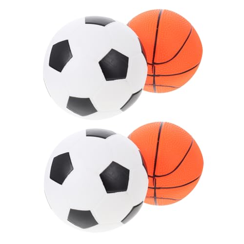 BESTonZON 12 cm Aufblasbares PVC-basketballspielzeug – 4 Stück Blockfußball Orangefarbener Basketball Kinderspielzeug von BESTonZON