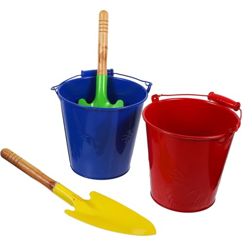 BESTonZON 4 Stück Garten Blecheimer Basteln für Wasserspiel Sandkasten Strandsichter im Freien gartenwerkzeug gartengeräte Sandeimer für Eisen von BESTonZON