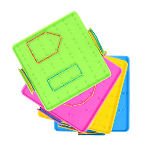 BESTonZON 4 Stück Geoboard Nagelbrett aus Kunststoff Geometrisches Lernspielzeug für Grundschule Zufälligen Farben für Kreative Lernaktivitäten Zufällige Farbe von BESTonZON