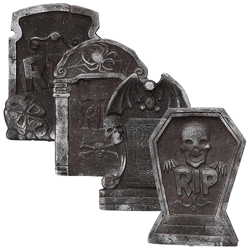 BESTonZON 4 Stück Halloween-Lichter Kessel Kürbis- gruselige Grabstein-Requisite Halloween grabstein Halloween Scherzartikel Dekoration Miniatur-Grabstein Grabstein-Requisiten Schaum von BESTonZON