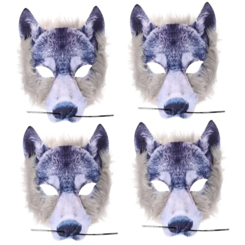 BESTonZON 4 Stück Halloween Tiermaske Wolf aus Filz Leichte Horrorstyle Maske für Erwachsene Dekorative Halbgesichts Maske für Karneval Kostümparty Maskerade und Fasching für Halloween und von BESTonZON