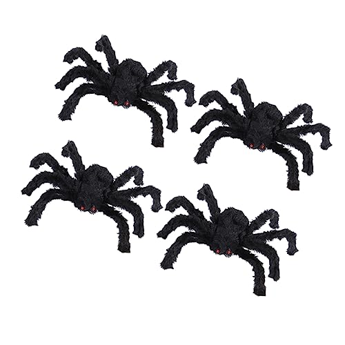 BESTonZON 4 Stück Halloween-simulationsspinne Deko Spinnenrequisiten Spinnenplüsch Spinne Halloween Plüschspinne Riesige Halloween-spinne Halloween-riesenspinne Black Stahldraht von BESTonZON