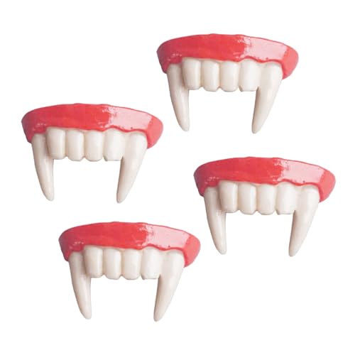 BESTonZON 4 Stück Horrorprotroundures Halloween-Kostümzähne Prop -Reißzähne Fangkappen Kostüm Vampirzähne Halloween-Cosplay-Zähne beängstigende Zähne Partyzähne Cosplay-Reißzähne Harz von BESTonZON