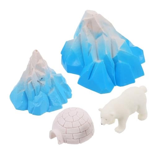 BESTonZON Gefälschte Spielzeug Lebensechte Polar Tier Figuren 4 Stücke Mini Modelle für Decor Diorama und Jungen und Mädchen Spielen von BESTonZON