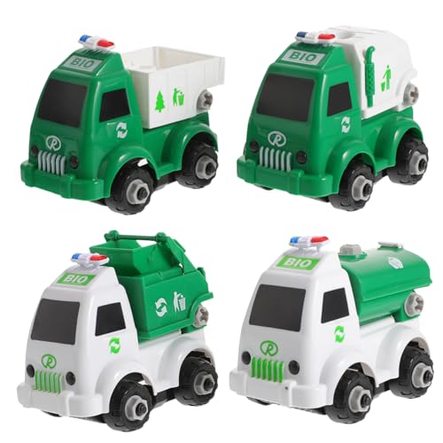 BESTonZON 4 Stück Kid Sanitation Car Toy Abnehmbarer Müllwagen Toy Kids Lernspielzeug von BESTonZON