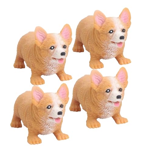 BESTonZON 4 Stück Klein Hund Stressspielzeug Teiliges Kauspielzeug für Sensorische Entspannungsspielzeuge Lustige Cartoon Hundform für Stressabbau und Spielspaß von BESTonZON