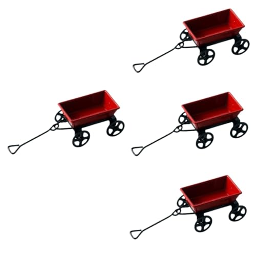 BESTonZON 4 Stück Kleiner Anhänger Mini-Supermarkt-Handwagen Miniatur-Hauszubehör Kinder puppenwagen kinderspielzeug Auto Ornament Wohnkultur Eisenhandwerk Simulationswagen Puppenhaus Modell von BESTonZON