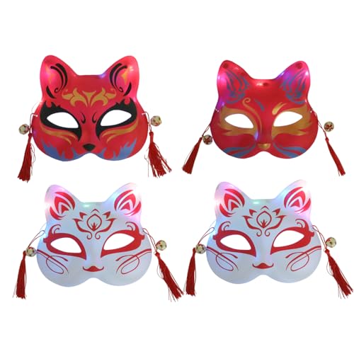 BESTonZON 4 Stück Leuchtmasken Dekorative Masken Maskenballmasken Katzengesicht Leuchtende Cosplay Masken Halloween Fuchsmasken Halloween Partymasken Halloween Anziehrequisite Halloween BESTonZON 4 Stück Leuchtmasken Dekorative Masken Maskenballmasken Katzengesicht Leuchtende Cosplay Masken Halloween Fuchsmasken Halloween Partymasken Halloween Anziehrequisite Halloween von BESTonZON