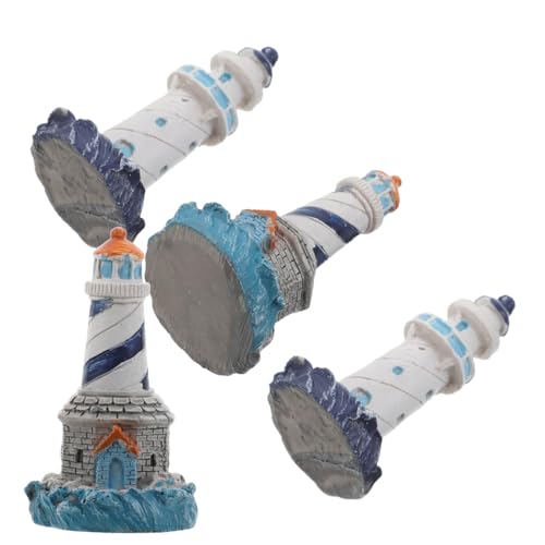 BESTonZON 4 Stück Leuchtturm -Mikrolandschaft kleine Leuchtturmfiguren Mini Fischtankdekoration Leuchtturm Außendekoration Miniatur-Landschaftsdekoration handgefertigter Harz von BESTonZON