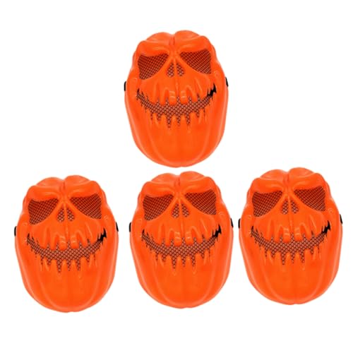 BESTonZON 4 Stück Maske Halloween-horror Halloween-kostüm Für Schreckliche Gesichtsbedeckung Halloween-cosplay Halloween Voll Party Gefälligkeiten Halloween -ornamente Orange Plastik von BESTonZON
