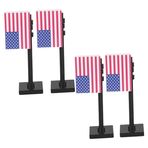 BESTonZON 4 Stück Militärbausteine Kleine Soldaten Mini Armeefiguren Miniatur Amerikanische Flaggen Straßenschild Armeebausteine Bausteine Für Jungen Kunststoff von BESTonZON