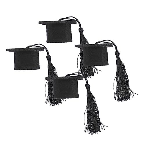 BESTonZON 4 Stück Mini-Arztmütze lustige foto requisiten Schmuck Hüte Flaschendeckel mit Mini-Abschlusskappe lustiger hut cap lustig Strauß Hüte kreative Doktorkappen hart gefühlt Black von BESTonZON