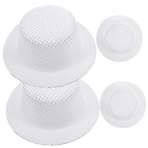 BESTonZON 4 Stück Mini-Hut Mini-hüte Mini-cowboyhut Hüte Zum Dekorieren Puppe Neonhut Kostüm Sombrero-Partyhut Kindermütze Kleiner Hut Kleiner Zylinder Frauen Hut Spitze Weiß Stoff von BESTonZON