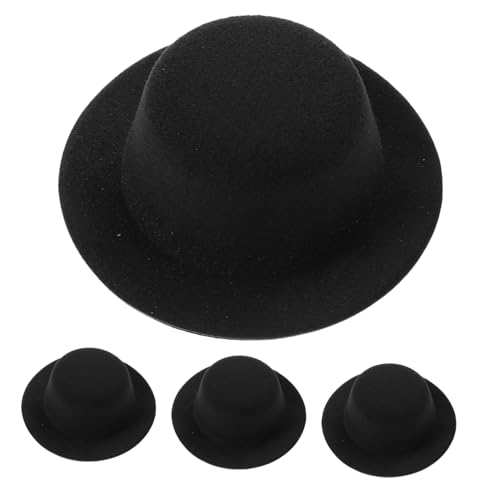BESTonZON 4 Stück Mini-Hut Minihüte zum Basteln Figuren Schneemannmützen zum Basteln Katzenhüte kleine Hüte Kappe Snowman Decoration Schneemannhut Puppenhutzubehör Mini-Tops-Hut Stoff Black von BESTonZON