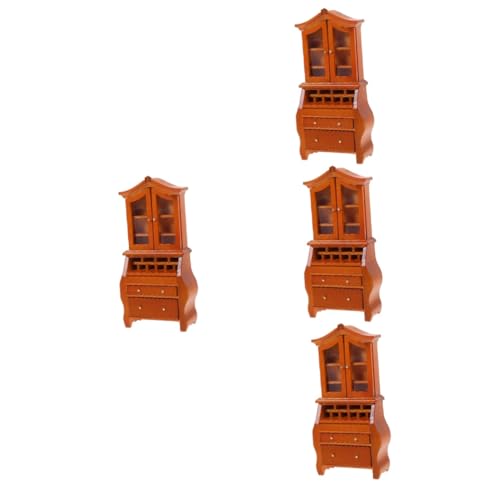 BESTonZON 4 Stück Mini-Vertikalschrank Bücherregale Möbel Winzige Vitrine für Puppenhaus Mini-Holzschrank Miniatur schmücken Dekorationen vertikaler Schrank Kind Modell hölzern von BESTonZON