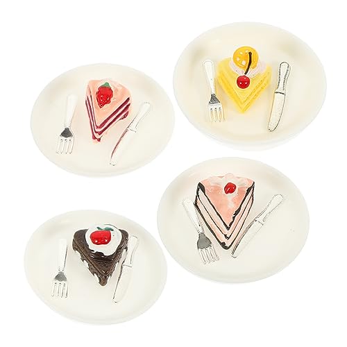 BESTonZON 4 Stück Mini-kuchenverzierung Gefälschter Nachtisch Mini-küchenszenendekor Miniatur-dessertmodell Dekorative Fake-Food-Requisite Miniatur Vorgetäuschter Kuchen Mini-Essen Harz von BESTonZON