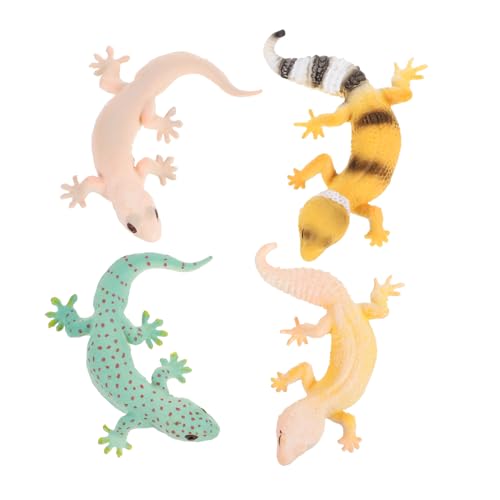 BESTonZON 4 Stück Miniatur Gecko Figuren Teiliges Lernspielzeug für Dekorative Reptil Dekoration aus Stabilem für Garten und Party Fördert Kreatives Spiel und Kognitive Entwicklung von BESTonZON