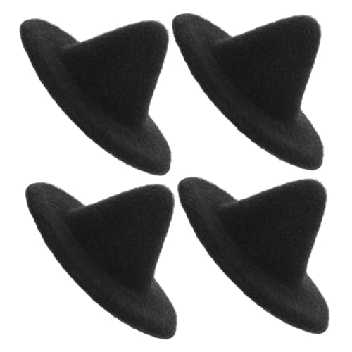 BESTonZON 4 Stück Miniatur Hexenhüte für Puppen DIY Halloween Bastelzubehör Leichte Materialien Schwarz für Kostümpartys Kreative Dekorationen für Haustiere und Puppen von BESTonZON