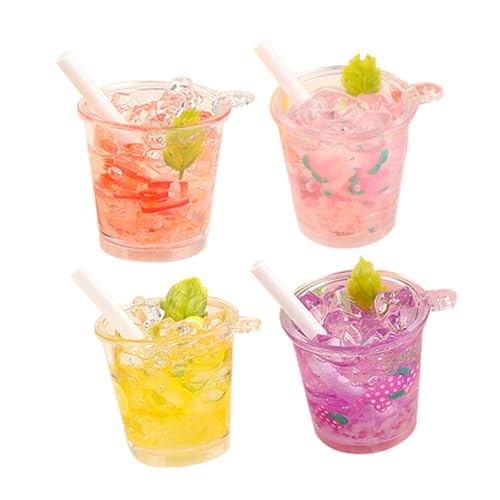 BESTonZON 4 Stück Miniatur Puppenhaus Getränke Modell Teilig Resin Deko Bunte Mini Flaschen Realistische Gestaltung für Puppenhaus Küche DIY Basteln Fotorequisite von BESTonZON