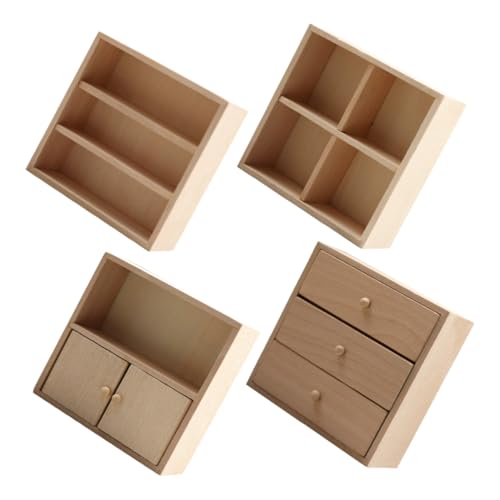 BESTonZON 4 Stück Miniaturmöbelset Teilig aus Holz Realistisches Puppenhaus Bücherregal und Sideboard Detailgetreue Miniaturmöbel zur Dekoration und Modellbau Vielseitige Mini Deko für BESTonZON 4 Stück Miniaturmöbelset Teilig aus Holz Realistisches Puppenhaus Bücherregal und Sideboard Detailgetreue Miniaturmöbel zur Dekoration und Modellbau Vielseitige Mini Deko für von BESTonZON
