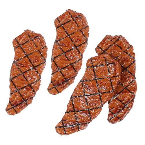 BESTonZON 4 Stück Ministeak falsches Fleisch Plus Mini-Food- Steak- Fleischpresse Grill tischdeko esstisch Fake-Steak realistisch gefälschte Fleischdekoration PVC von BESTonZON