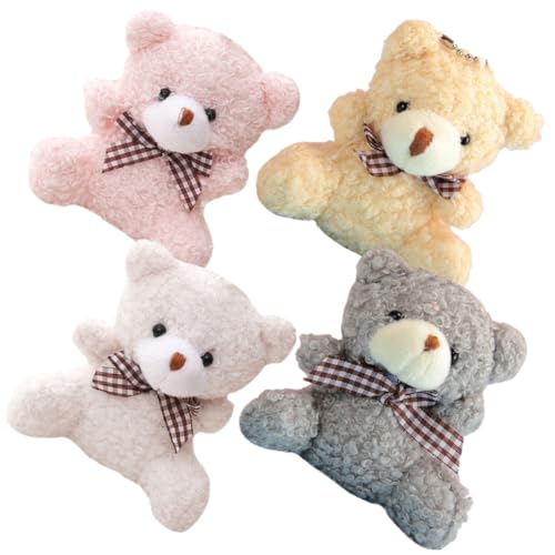 BESTonZON 4 Stück Plüsch Bär Schlüsselanhänger mit Schleife Cartoon Tier Design Leichte Kuscheltiere als Taschenanhänger Süße Geschenkidee für Langlebige Materialqualität BESTonZON 4 Stück Plüsch Bär Schlüsselanhänger mit Schleife Cartoon Tier Design Leichte Kuscheltiere als Taschenanhänger Süße Geschenkidee für Langlebige Materialqualität von BESTonZON