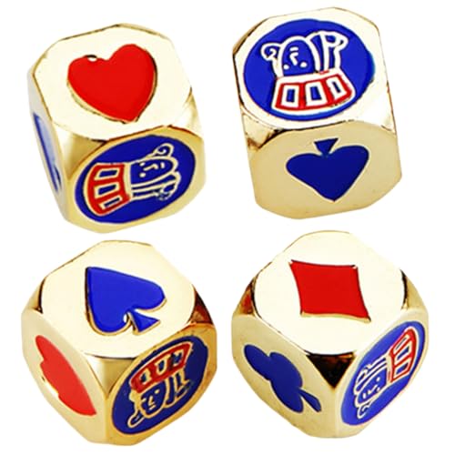 BESTonZON 4 Stück Poker Würfel Hof Würfel Ästhetische Pokerwürfel Festival Würfel Zubehör Für Würfelspiele Spiel Würfel Retro-würfel Würfel- Karneval Würfel Metall von BESTonZON
