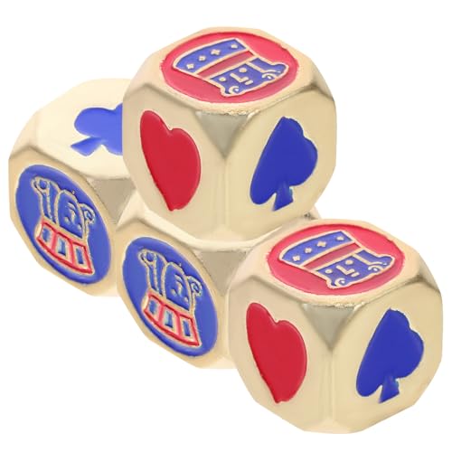 BESTonZON Pokerwürfel-Set Aus Metall – 4-teiliges Dekoratives Würfelspielzeug Für Festivals Tischspiele Kneipenaktivitäten von BESTonZON