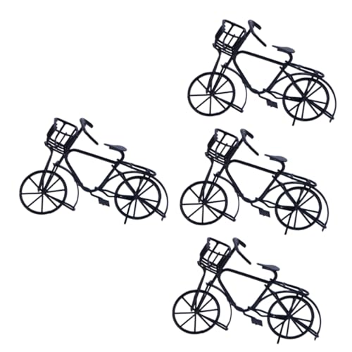 BESTonZON 4 Stück Puppenhaus Fahrrad Mini-Bike-verzierung Kleine Fahrradverzierung Fingerbike-Modell Simulation Mini-Bike Modellverzierung Simuliertes Fahrradmodell Metall Altmodisch von BESTonZON