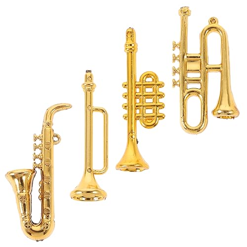 BESTonZON 4 Stück Fotografie Mini-trompete Kleines Puppenhaus-Trompeten-Saxophon Puppenhaus Winzige Instrumente Saxophone Mini-Ornamente Krippenschmuck Plastik Miniatur Dekorationen von BESTonZON
