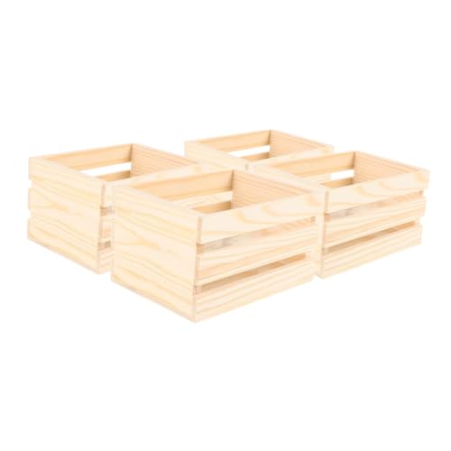 BESTonZON Miniatur-kisten-Set Für Puppenhaus-Dekoration 4-teiliges Holzkörbchen Zum Spielen von BESTonZON