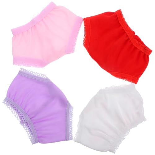 BESTonZON 4 Stück Puppenunterwäsche Puppenzubehör Windeln Puppenunterhosen Wiederverwendbare Puppenhöschen Puppenhöschen Zubehör Kleine Größe Mini Unterhosen Für Puppen Kleine von BESTonZON