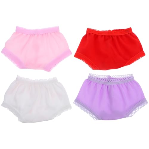 BESTonZON 4 Stück Puppenunterwäsche für Puppen Wiederverwendbare Puppenaccessoires Weiß Rot Rosa und Zufällige Designs für Kreatives Rollenspiel von BESTonZON