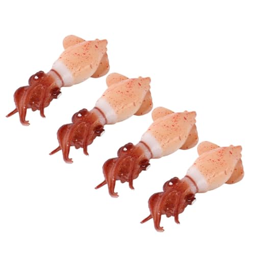BESTonZON 4 Stück Simulation Realistischer Gefälschter Tintenfischspielzeug Simulations-tintenfischmodell Meerestierfiguren PVC Dekorationen Lebensmittel von BESTonZON