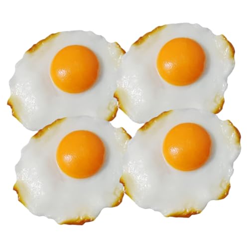 BESTonZON 4 Stück Simulierte Spiegelei Deko Teiliges Realistische Gefälschte Eier Tischdekoration Vielseitige Fotorequisite für Küche Hochzeit Schaufenster Jungen Mädchen von BESTonZON