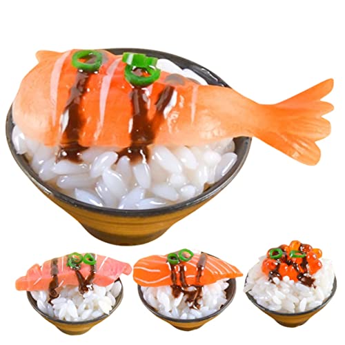 BESTonZON 4 Stück Simulierter Sushi-Reis künstliches Sushi Spielküchenzubehör Sushi-Zubereitungsset Sushi gehen Sushi-Matte PVC-Reismodell Essensmodell Simulation Lebensmittelmodell von BESTonZON