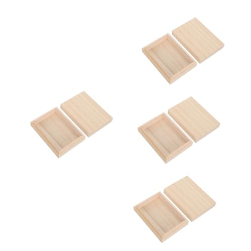 BESTonZON 4 Stück Spielkarten Holzkiste Aufbewahrungskorb Behälter Leere Klammer Süssigkeit Natürliches Holz von BESTonZON